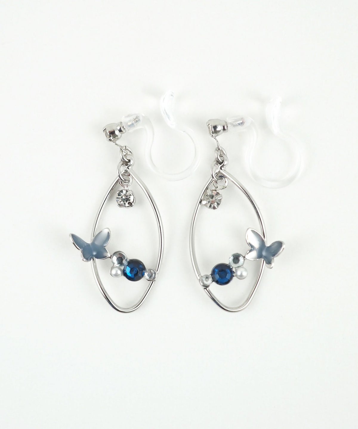 バタフライストーン樹脂ノンホールイヤリング