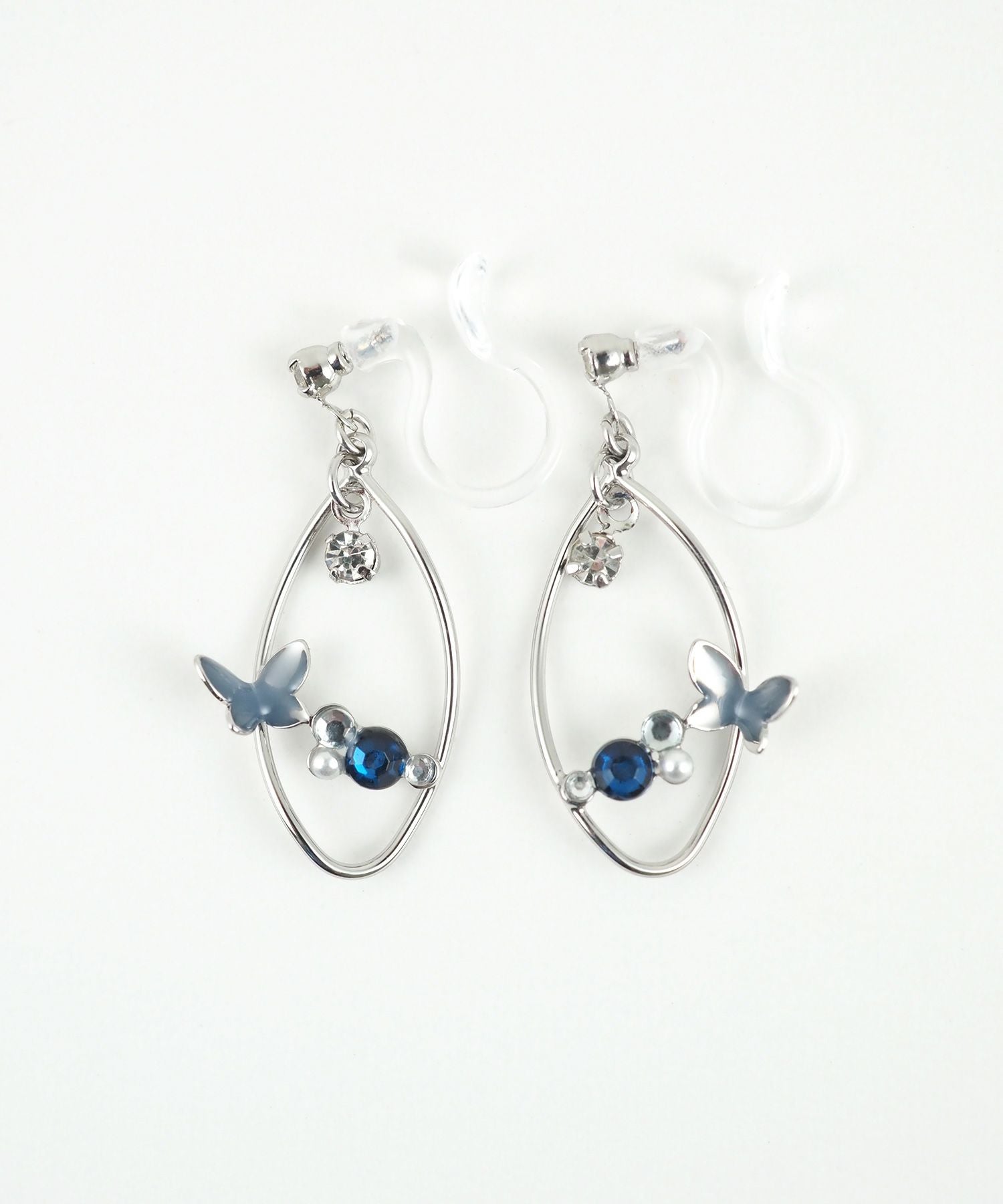 バタフライストーン樹脂ノンホールイヤリング