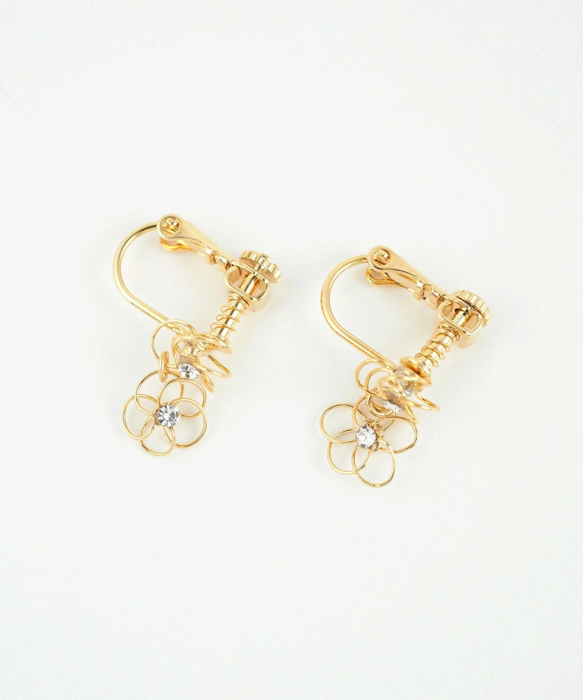 2連ワイヤーフラワーIMFスプリングイヤリング