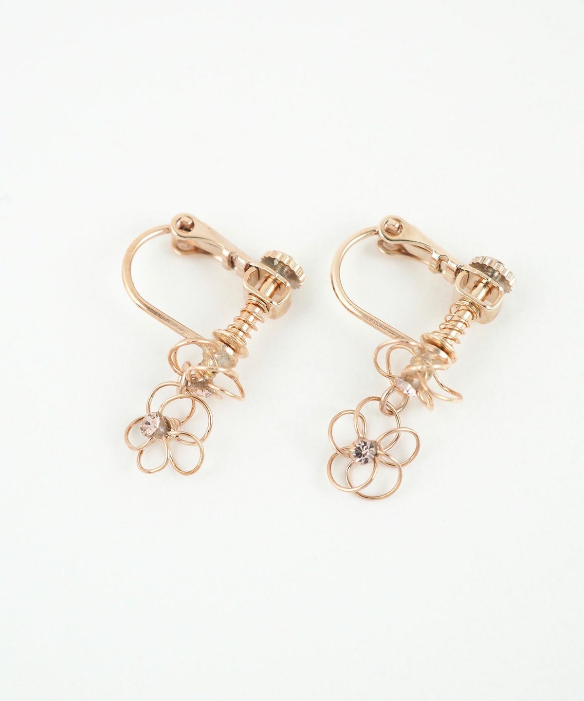 2連ワイヤーフラワーIMFスプリングイヤリング