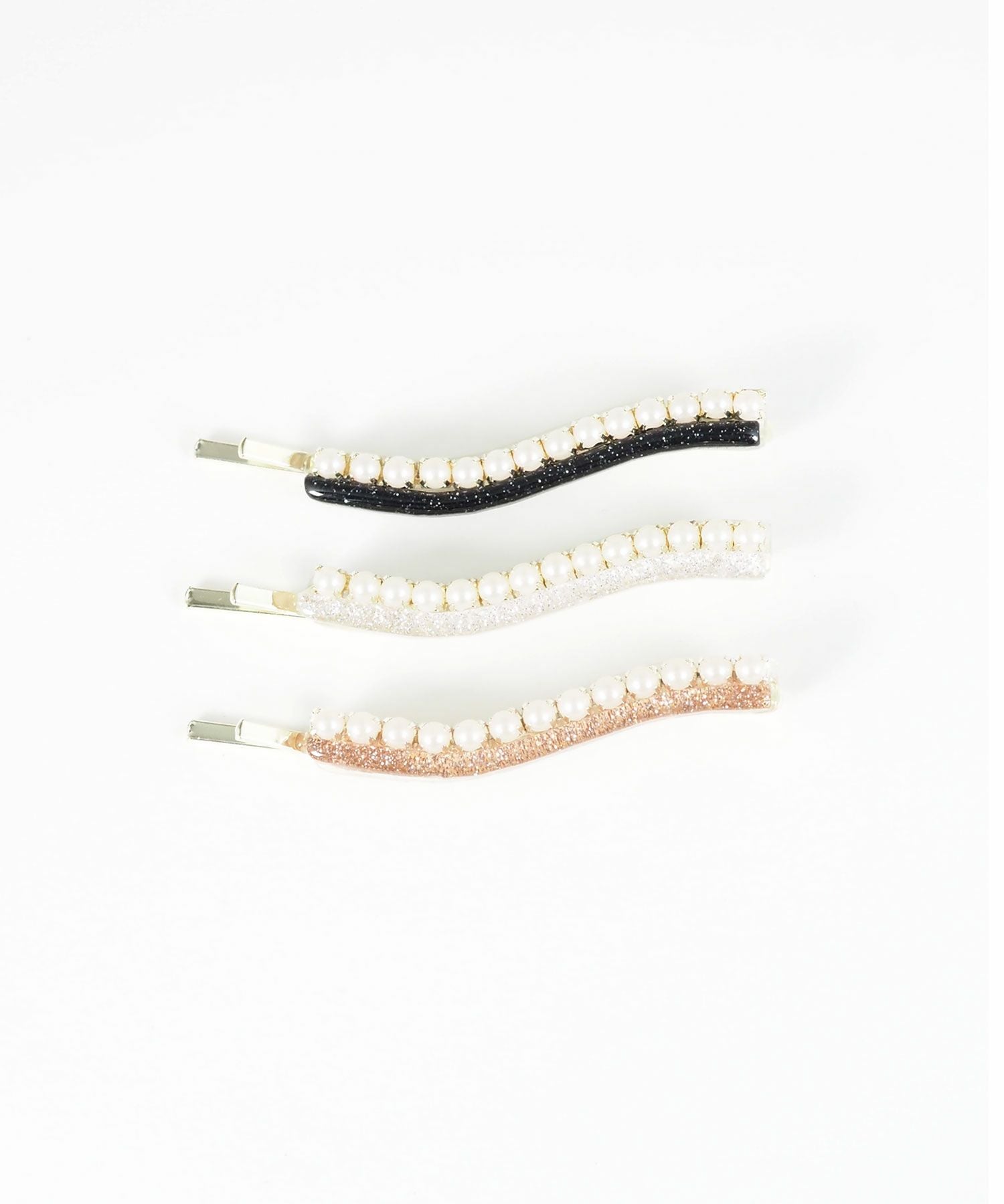 ラメウェーブラインパールセットピン