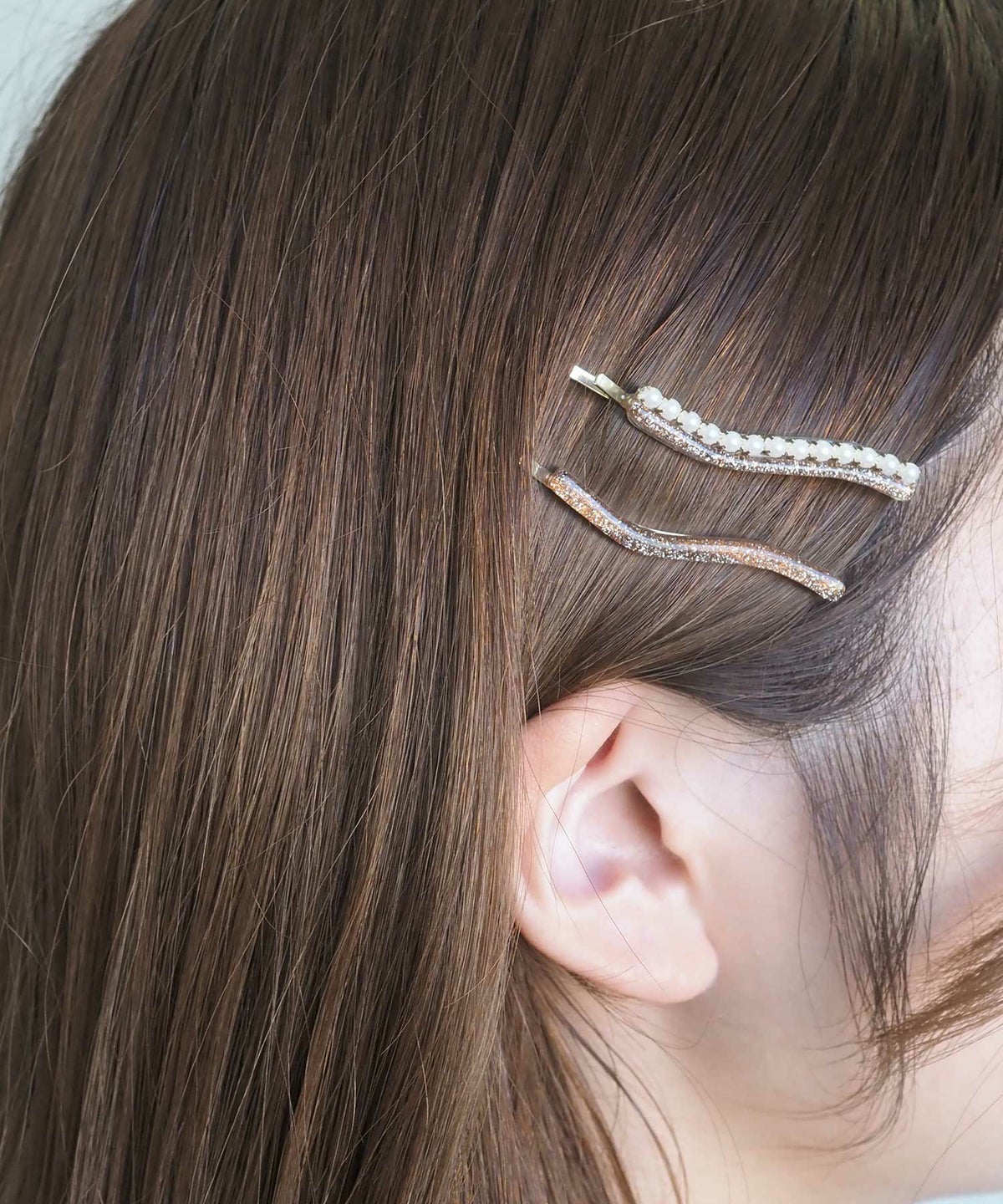 ラメウェーブラインパールセットピン