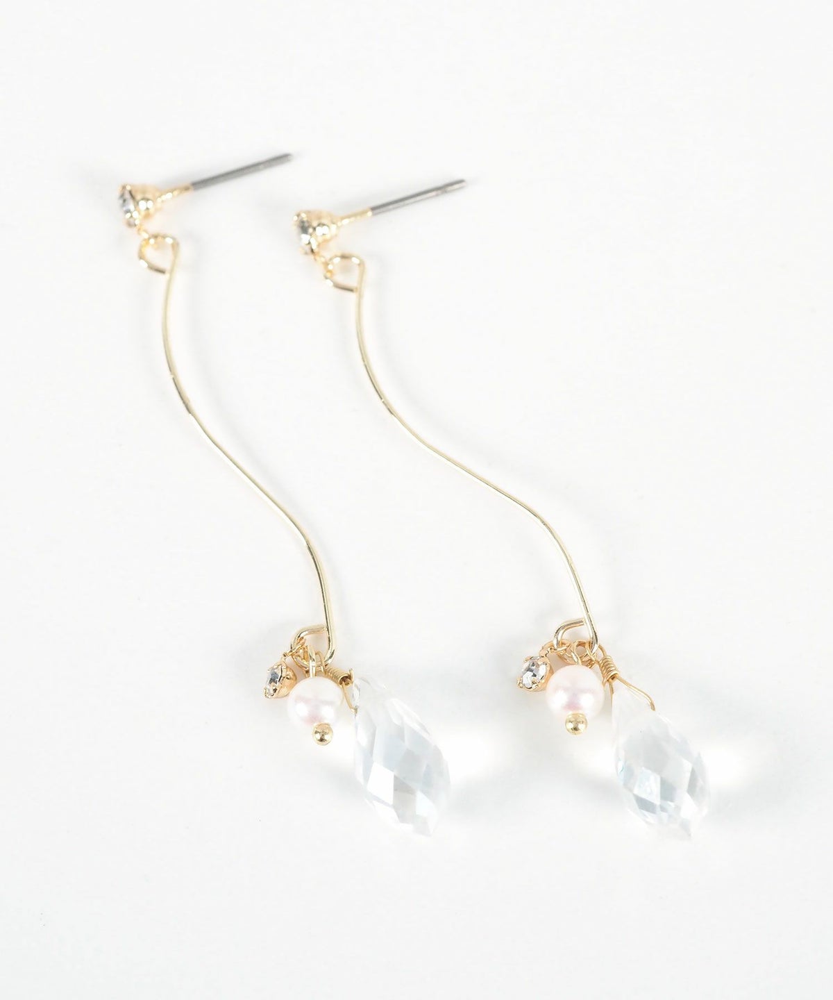 ウェーブドロップストーンピアス【Stella Aura】