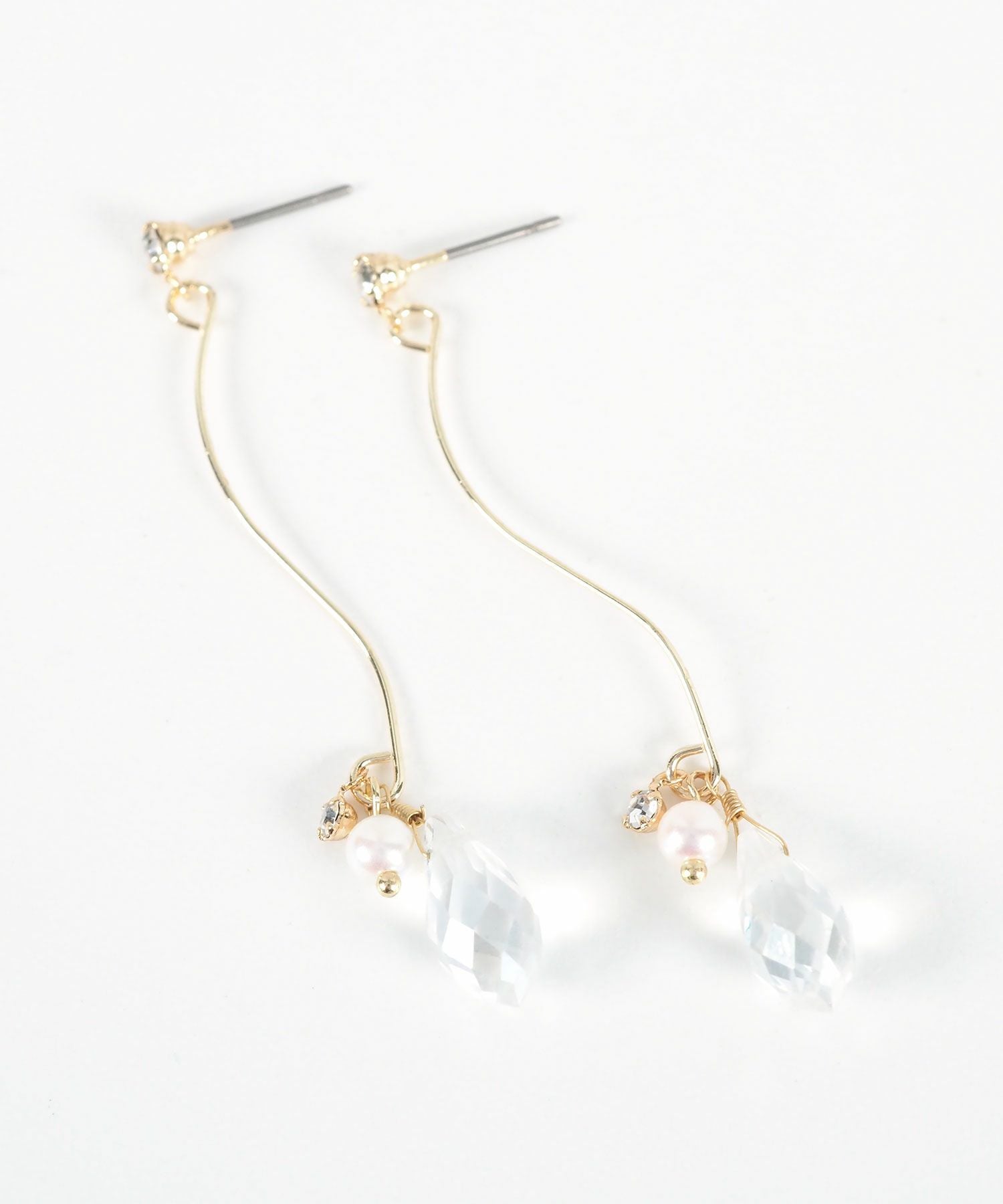 ウェーブドロップストーンピアス【Stella Aura】