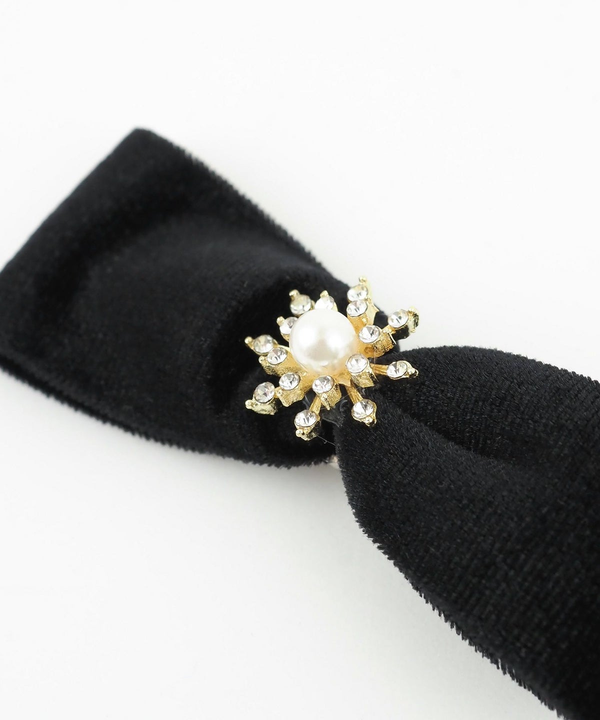 ビジューベロアリボンヘアクリップ