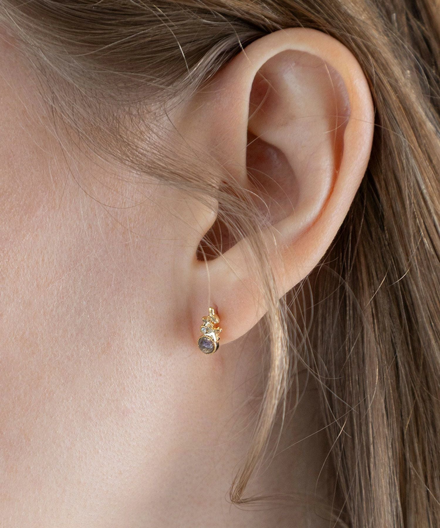 ナチュラルストーンキンモクセイチタンポストピアス【MUK Dreamy stone】