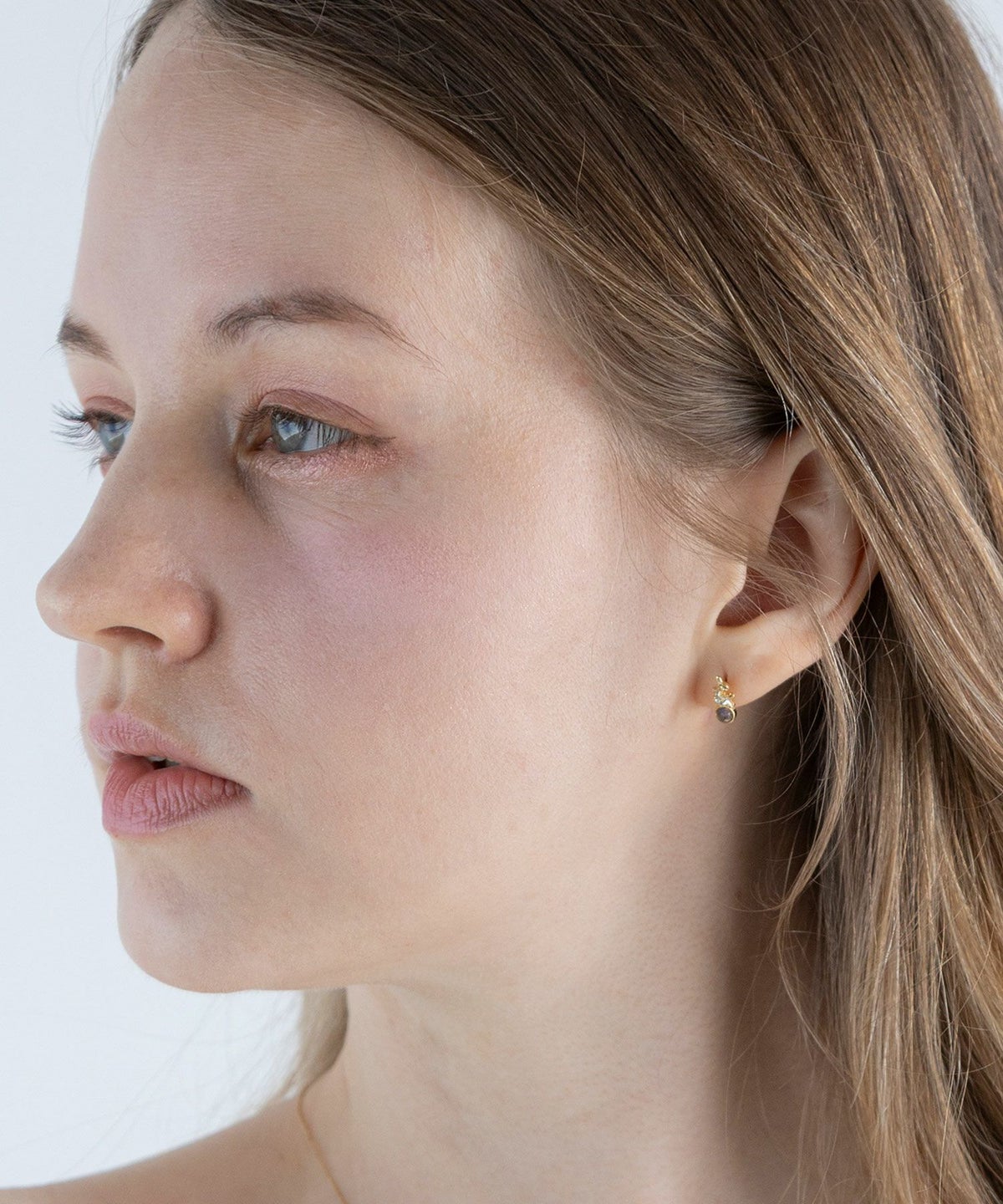 ナチュラルストーンキンモクセイチタンポストピアス【MUK Dreamy stone】