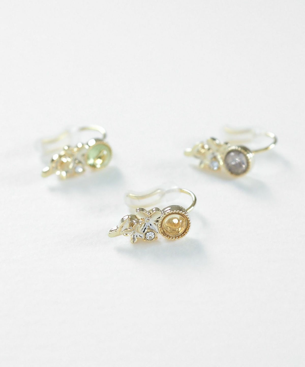 ナチュラルストーンキンモクセイノンホールイヤリング【MUK Dreamy stone】