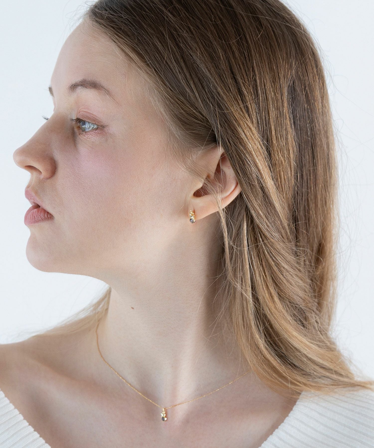 ナチュラルストーンキンモクセイノンホールイヤリング【MUK Dreamy stone】