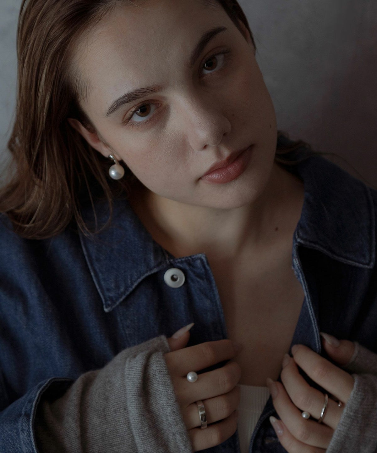 ポリッシュパールスパイラルリング