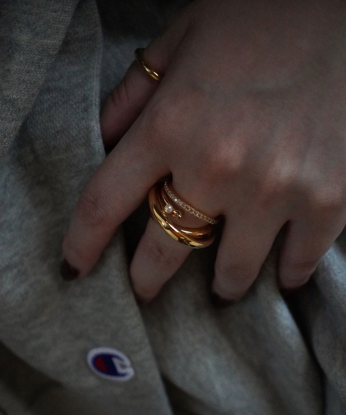 シェルパールジルコニアメタルボリュームリング