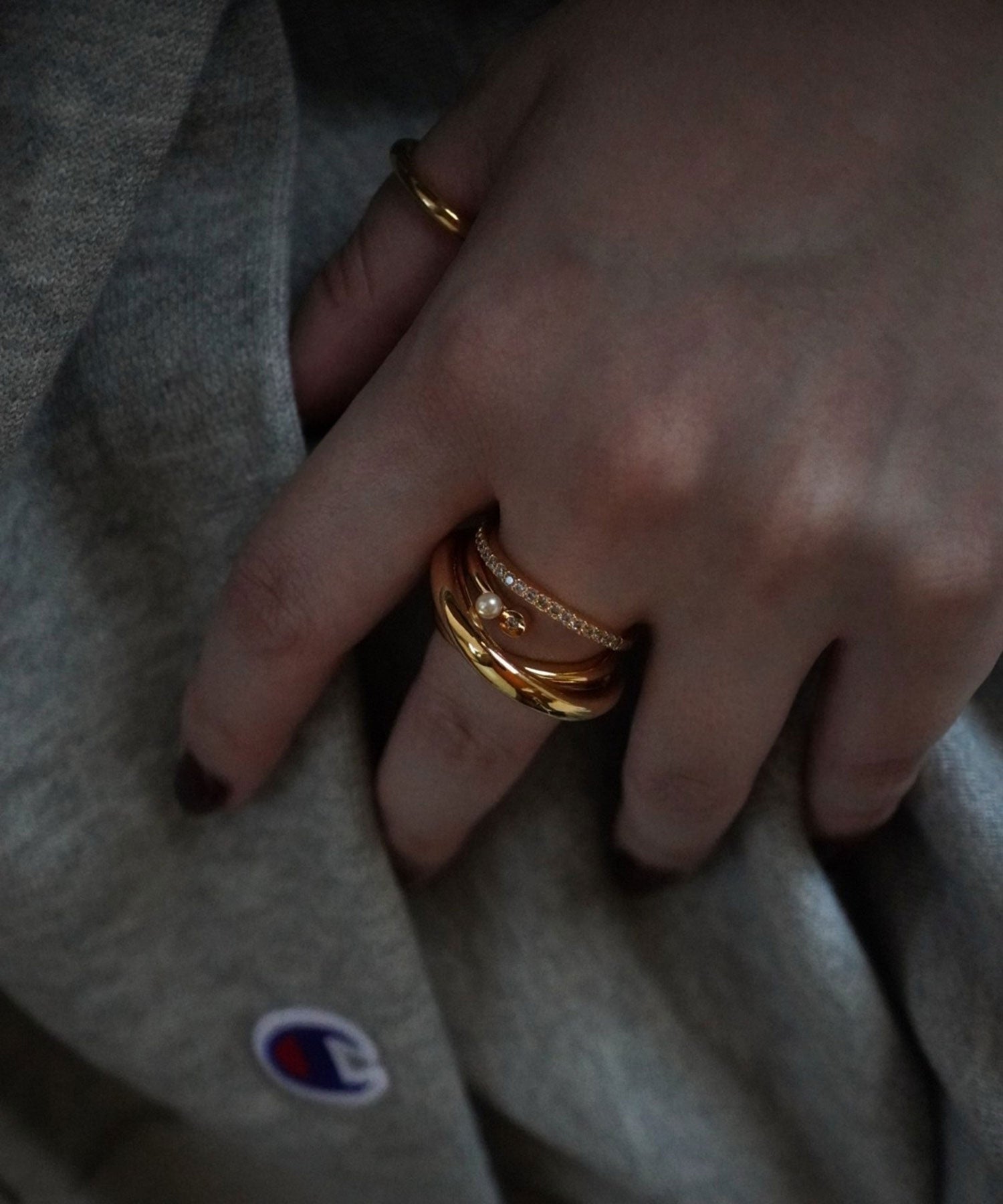 シェルパールジルコニアメタルボリュームリング