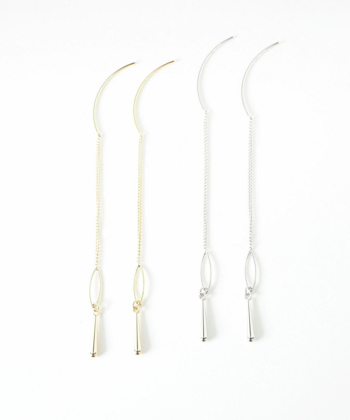 オーバルフレーム＆メタルドロップアメリカンピアス