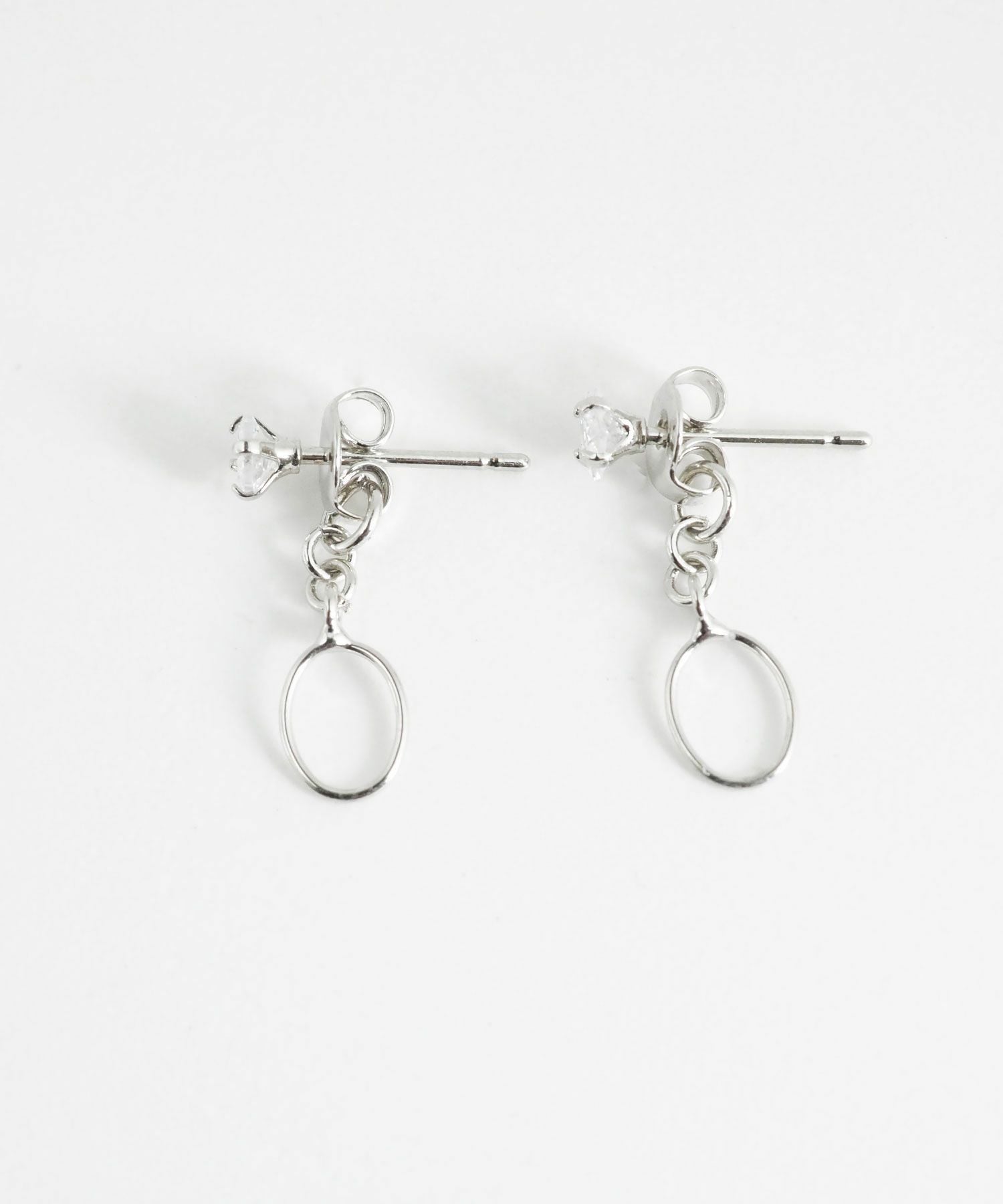 スクエアストーンバックキャッチピアス