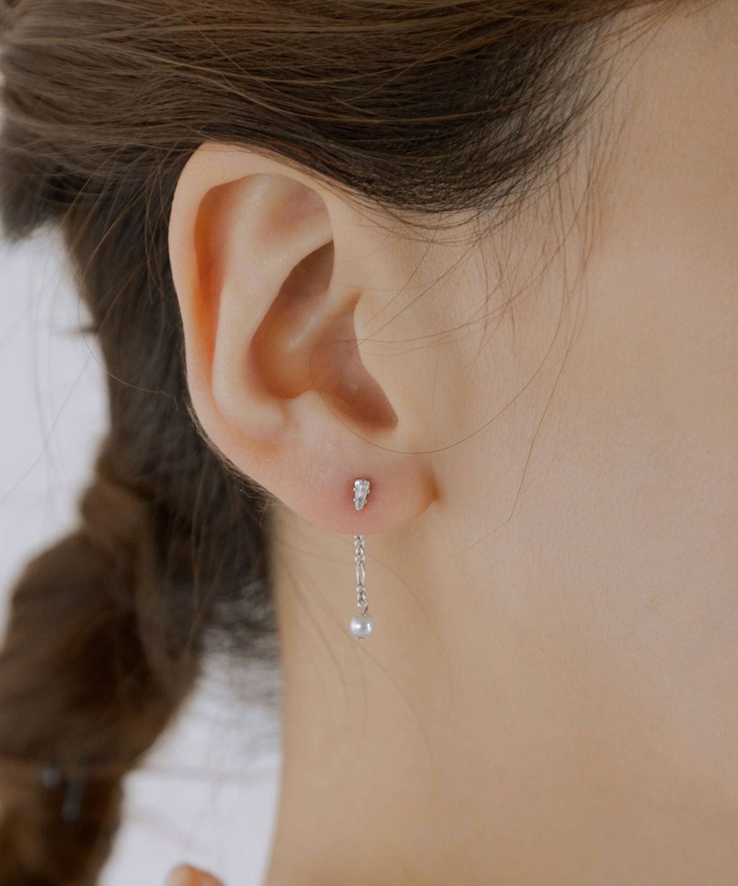 トライアングル＆パールバックキャッチピアス