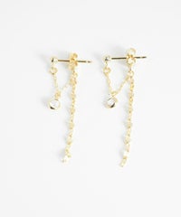 ビジュー＆ペタルチェーンバックキャッチピアス