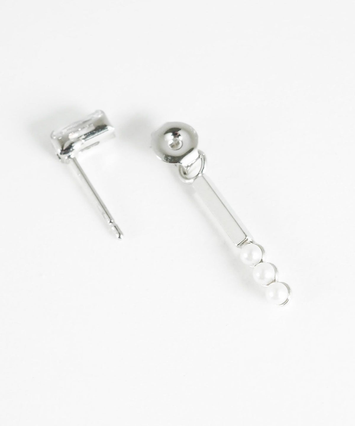 レクタングル＆バーパールバックキャッチピアス