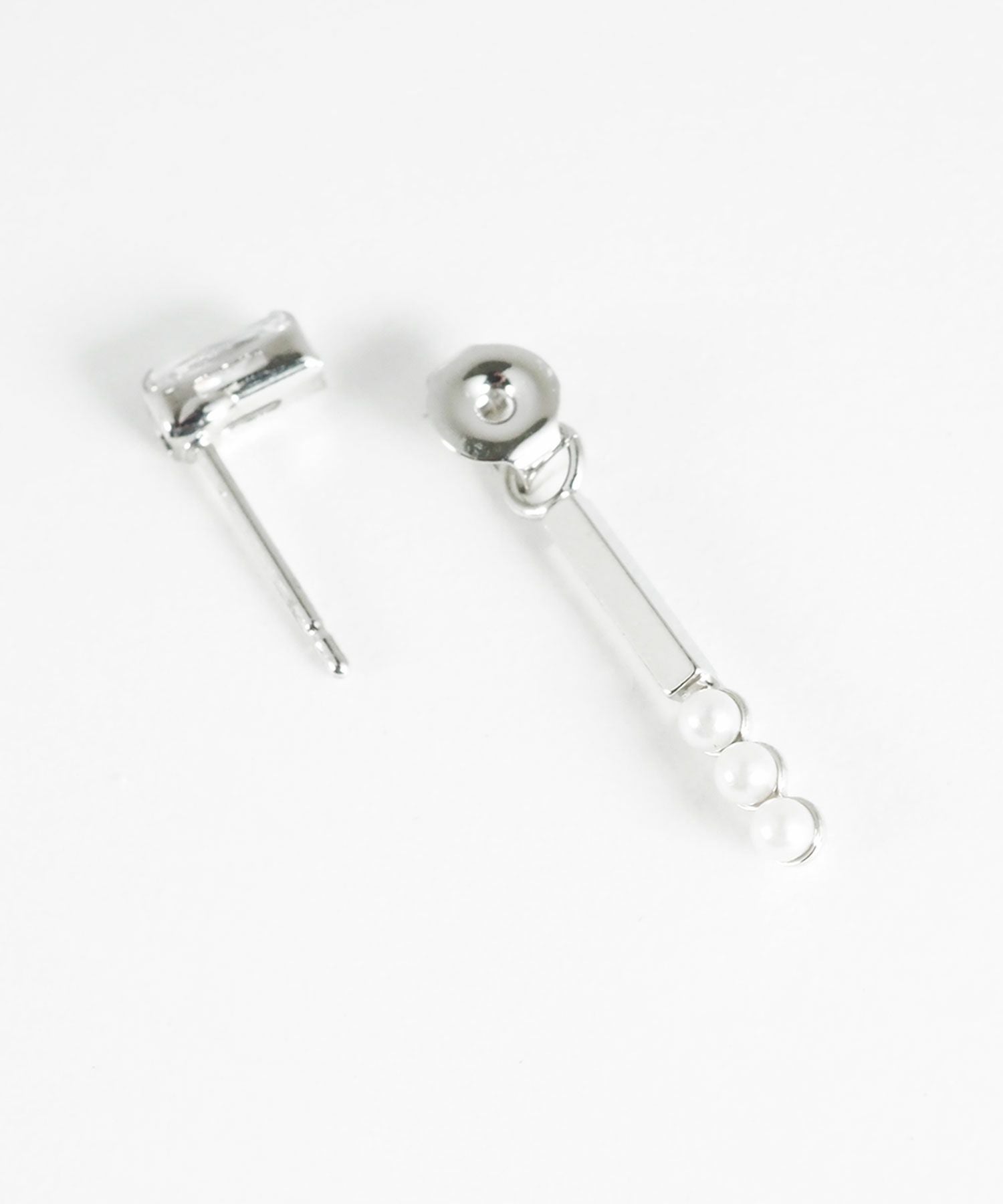 レクタングル＆バーパールバックキャッチピアス