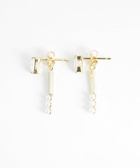 レクタングル＆バーパールバックキャッチピアス