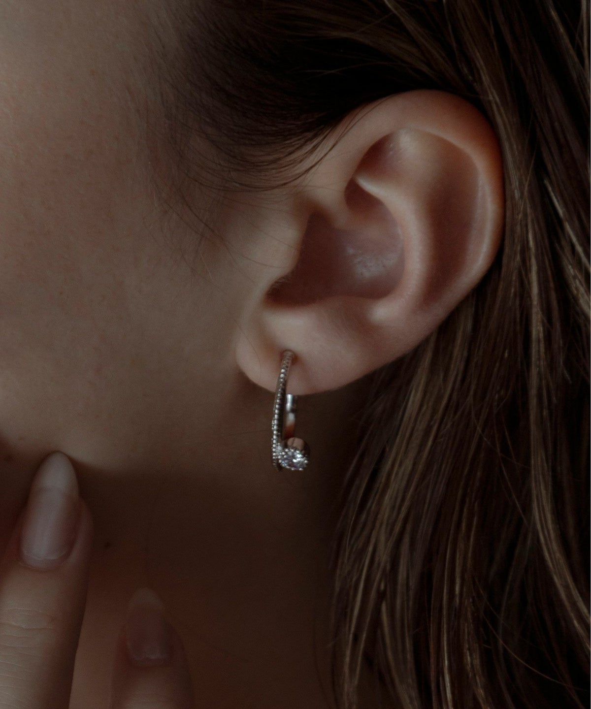 メタルキュービックジルコニアピアス