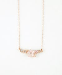 ピンク蝶貝フラワーハートラインネックレス