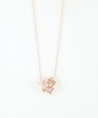 ピンク蝶貝フラワーダブルハートネックレス