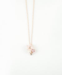 ピンク蝶貝フラワーハートネックレス