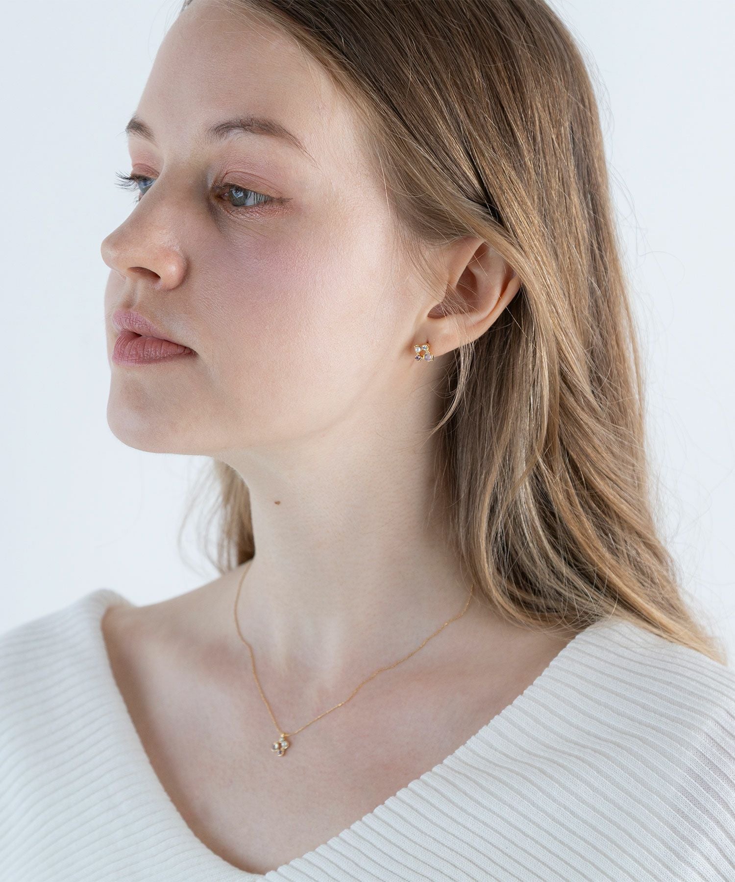 ナチュラルストーンスクエアチタンポストピアス【MUK Dreamy stone】