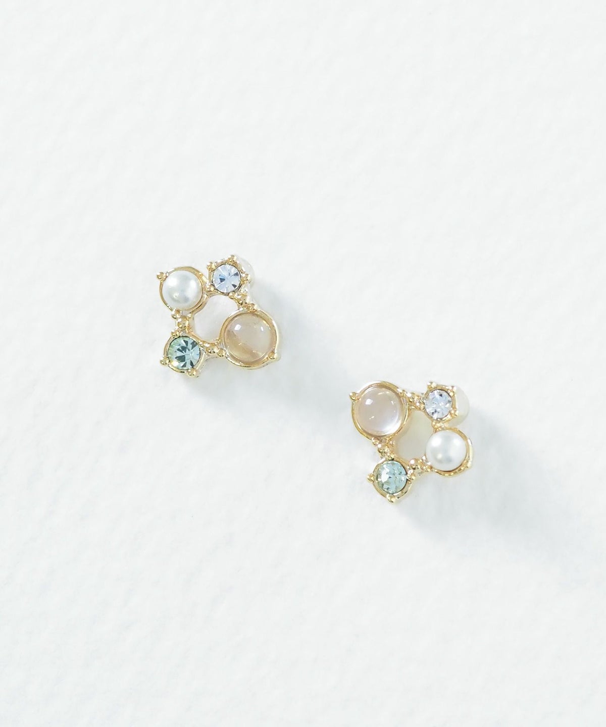 ナチュラルストーンスクエアチタンポストピアス【MUK Dreamy stone】