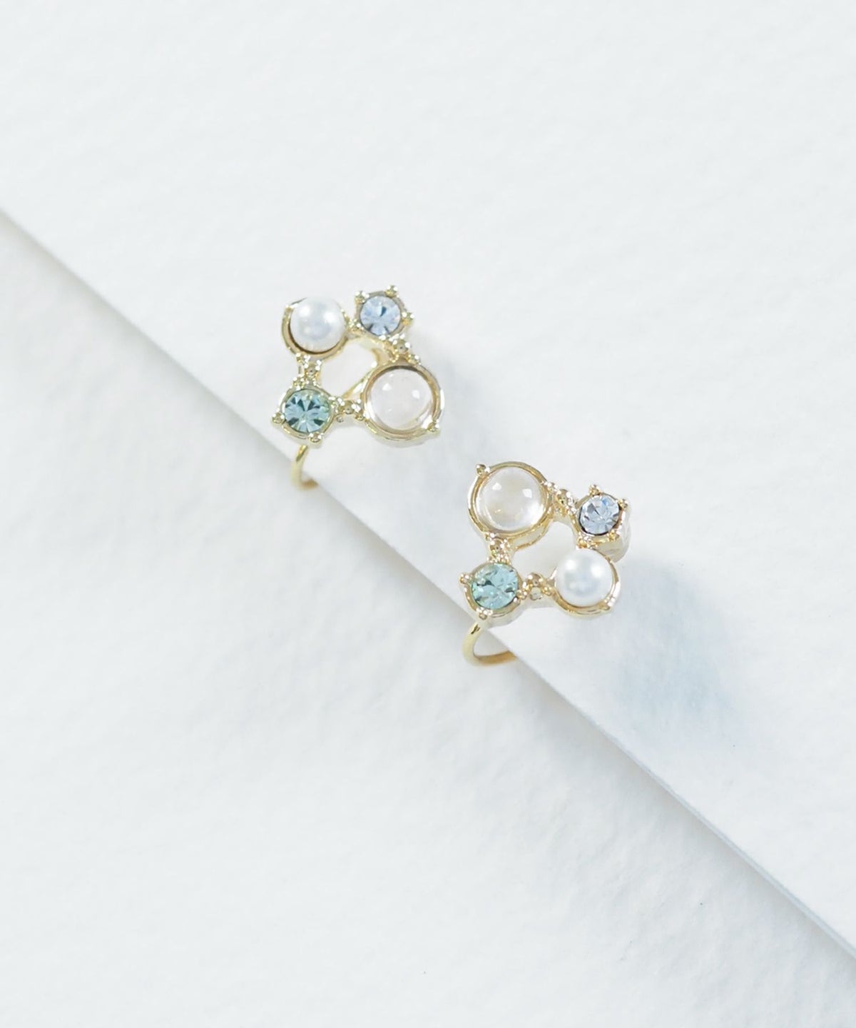 ナチュラルストーンスクエアノンホールイヤリング【MUK Dreamy stone】