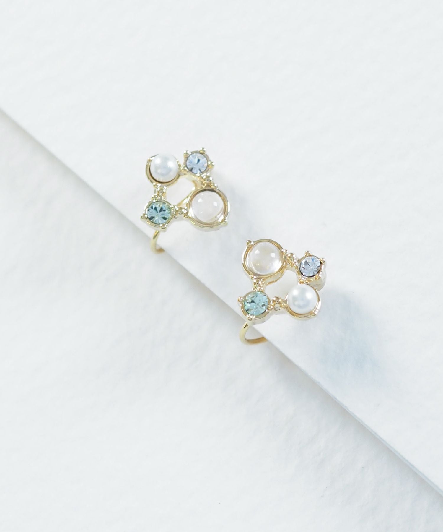 ナチュラルストーンスクエアノンホールイヤリング【MUK Dreamy stone】