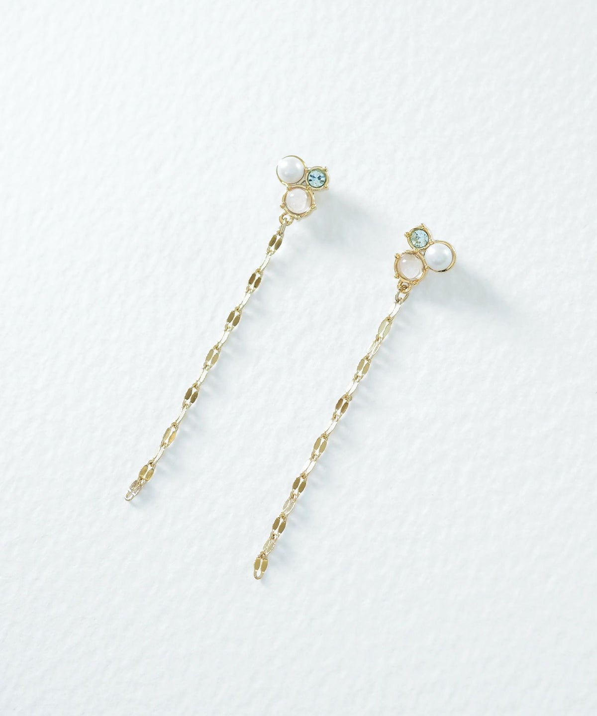 ナチュラルストーンチェーンチタンポストピアス【MUK Dreamy stone】