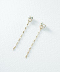 ナチュラルストーンチェーンチタンポストピアス【MUK Dreamy stone】