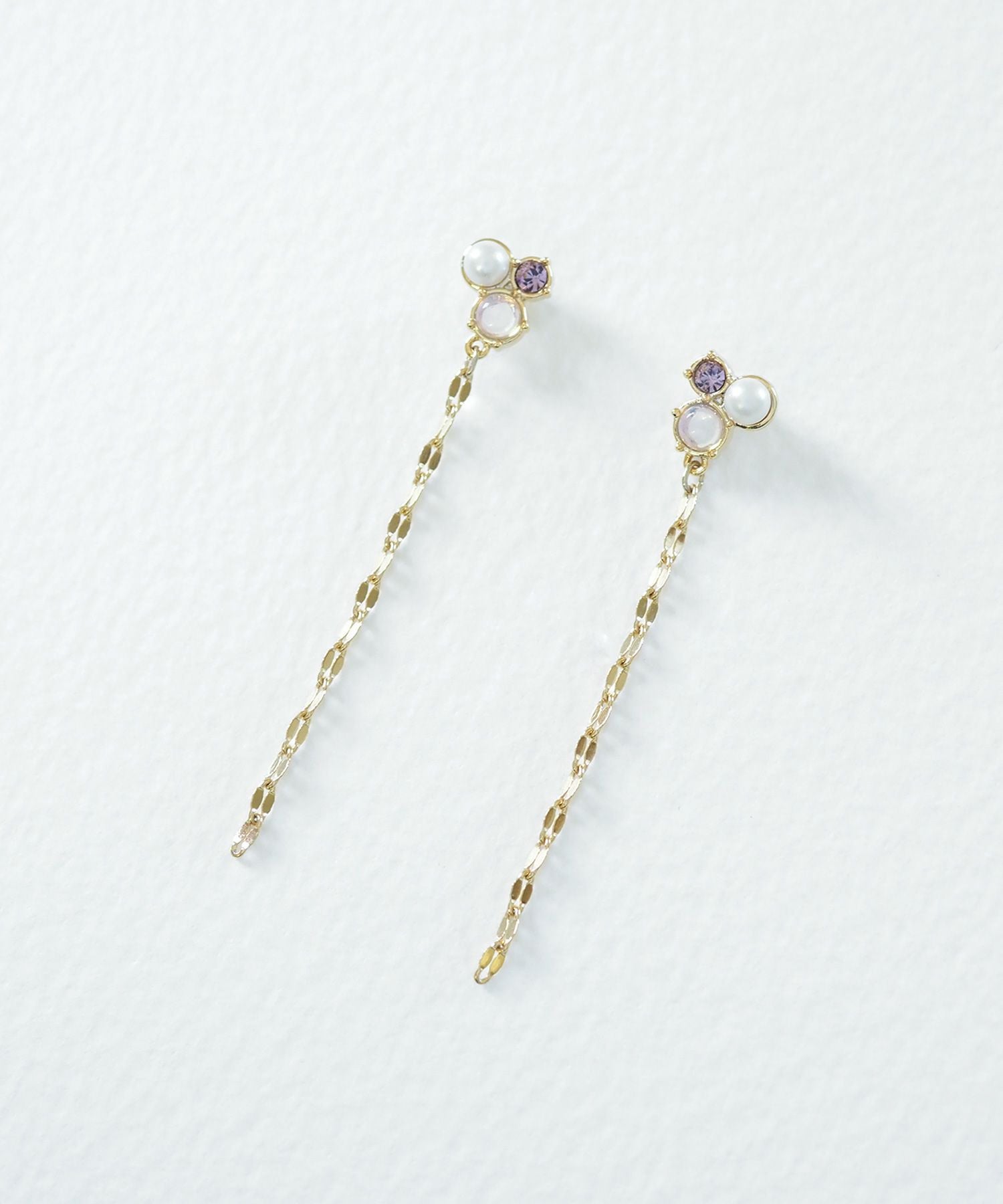 ナチュラルストーンチェーンチタンポストピアス【MUK Dreamy stone