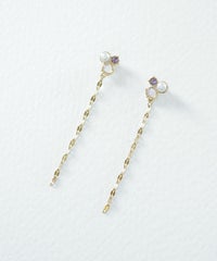 ナチュラルストーンチェーンチタンポストピアス【MUK Dreamy stone】