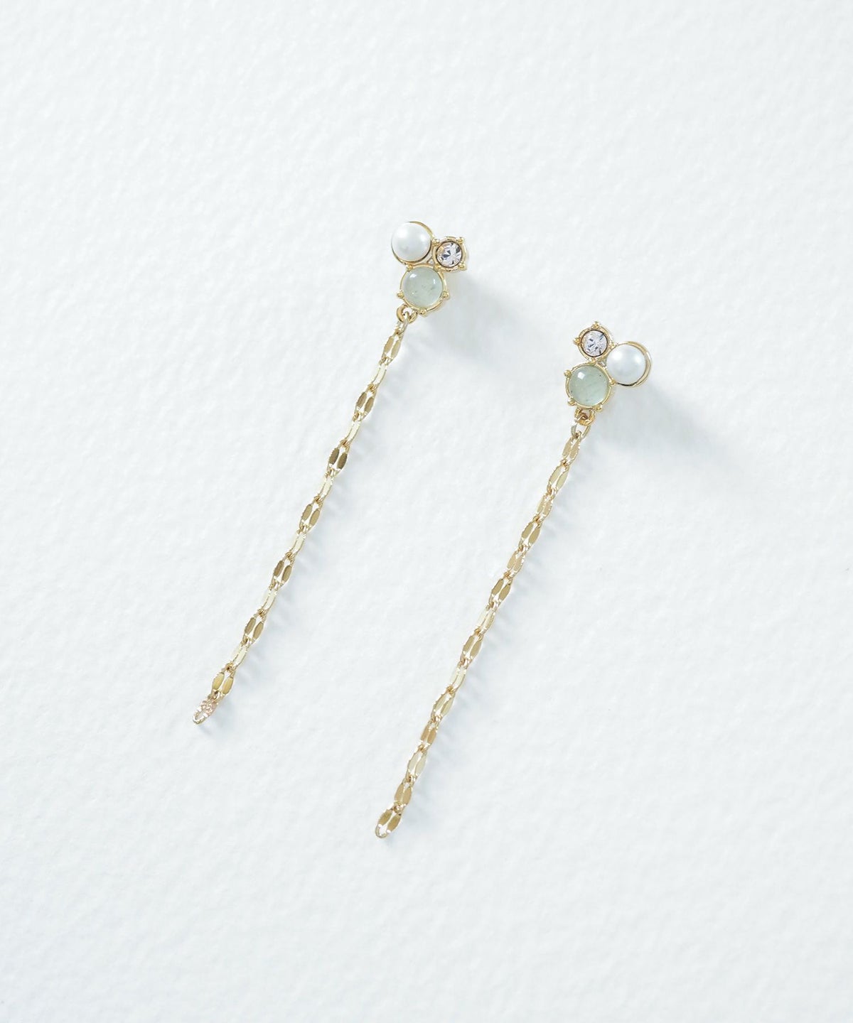 ナチュラルストーンチェーンチタンポストピアス【MUK Dreamy stone】