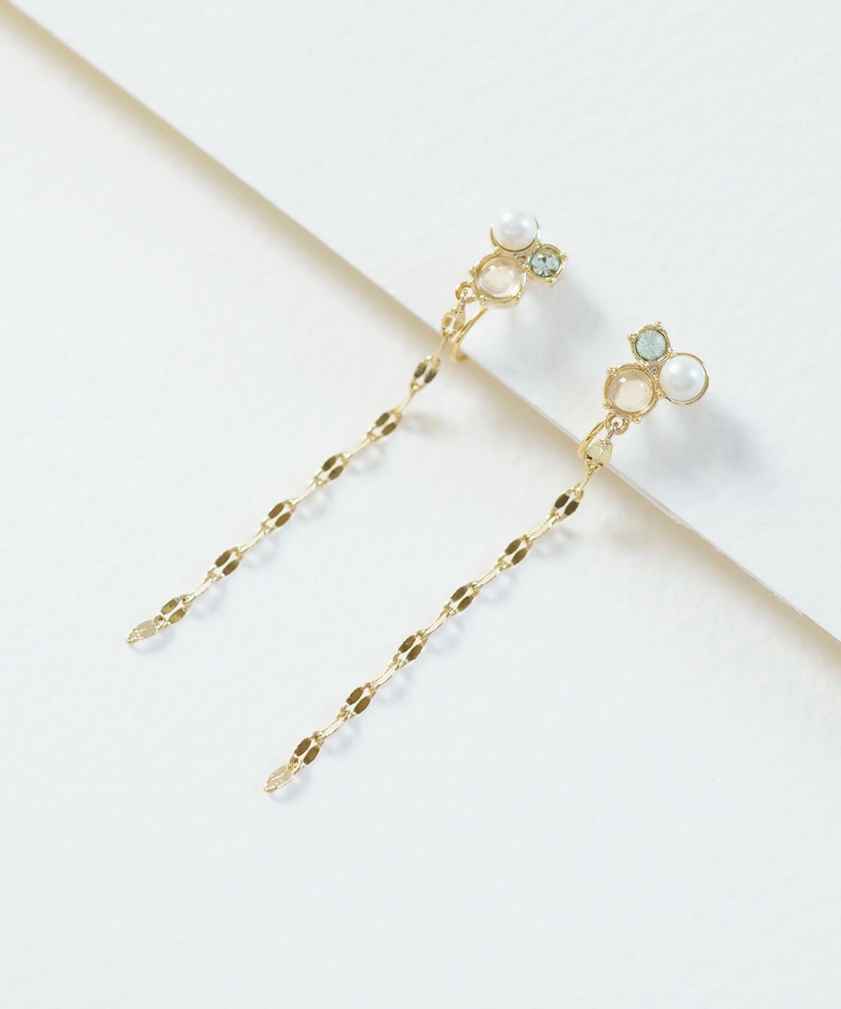 ナチュラルストーンチェーンノンホールイヤリング【MUK Dreamy stone】