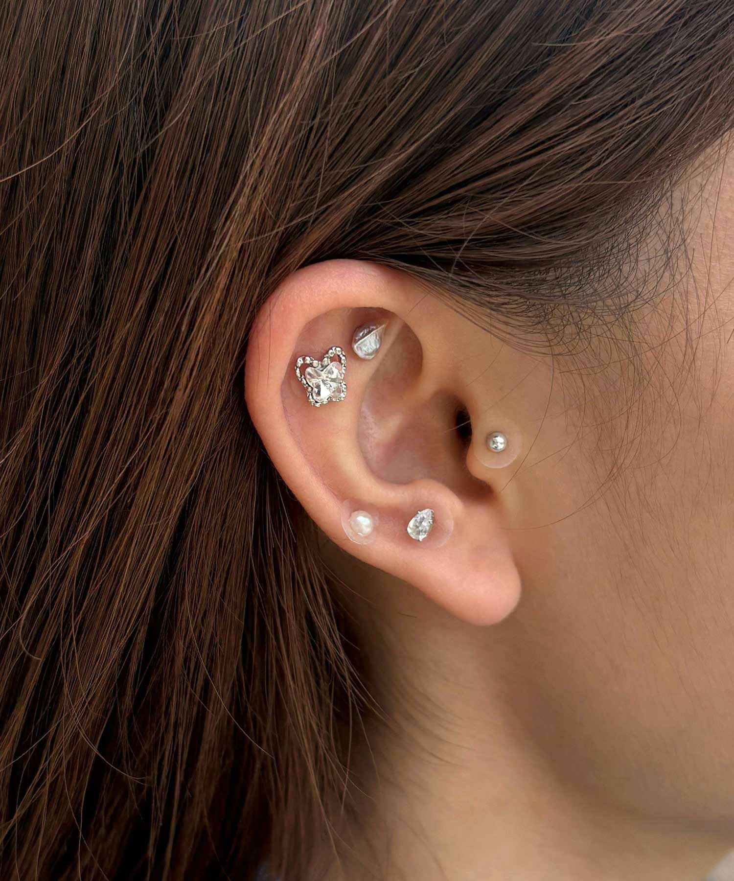 バタフライストーンパール耳つぼジュエリー