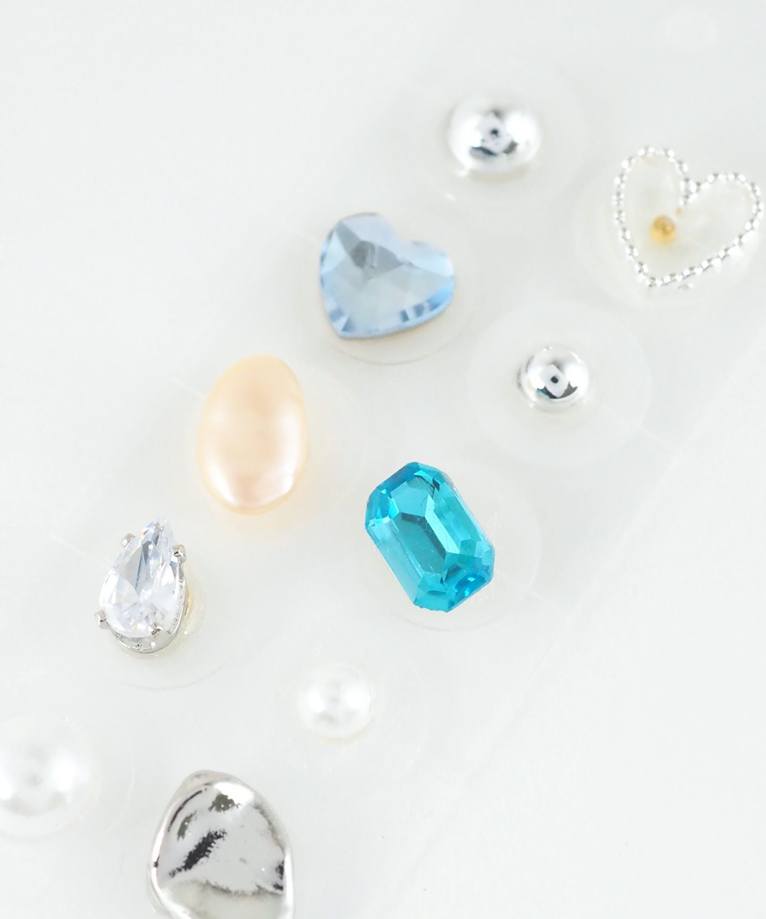 カラーストーンハートパール耳つぼジュエリー