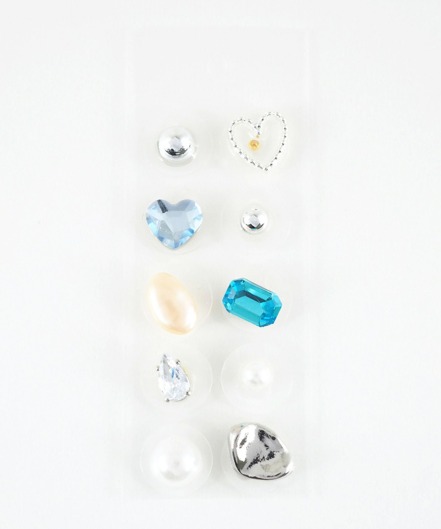 カラーストーンハートパール耳つぼジュエリー