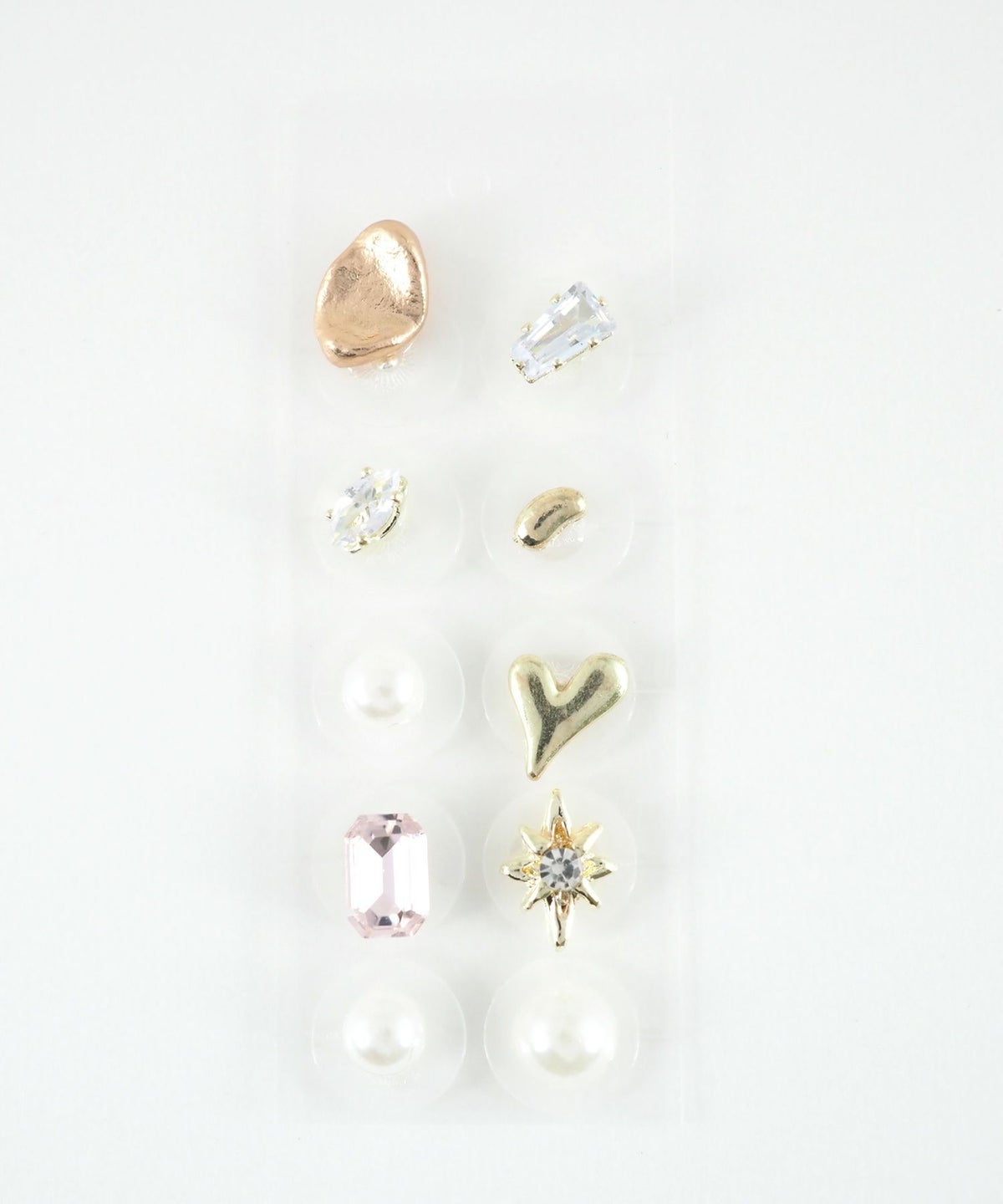 カラーストーンメタルハートパール耳つぼジュエリー