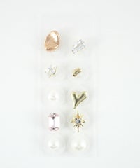 カラーストーンメタルハートパール耳つぼジュエリー