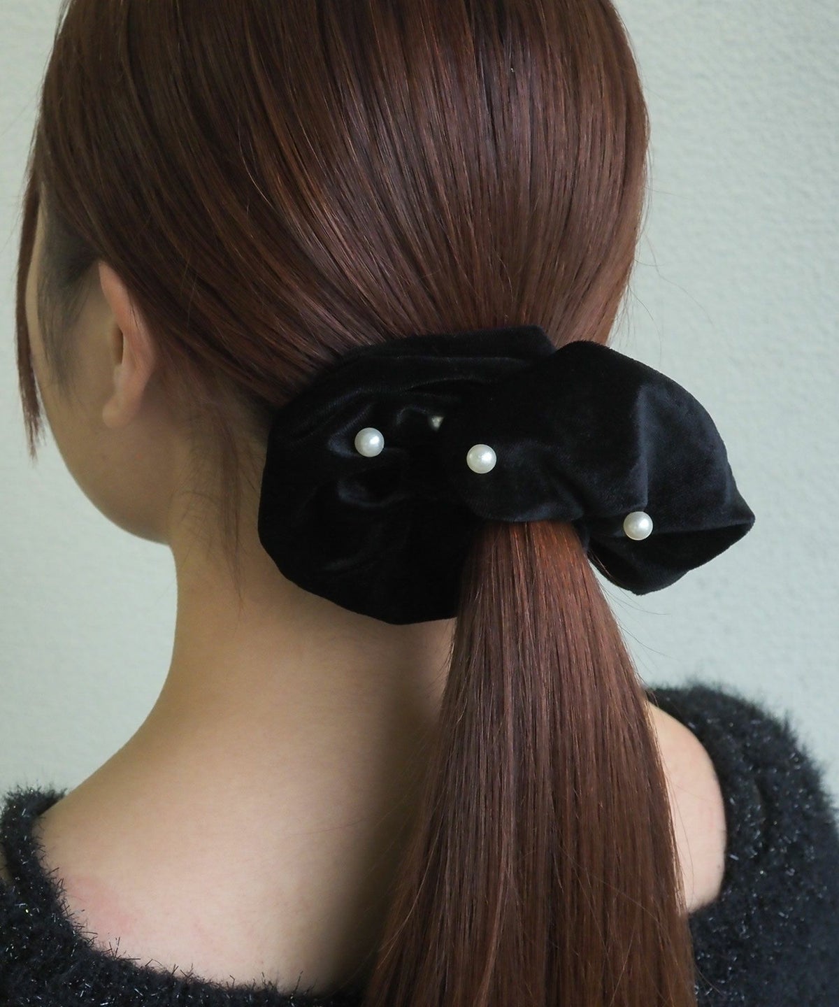 パール付きベロアシュシュ【Grace】