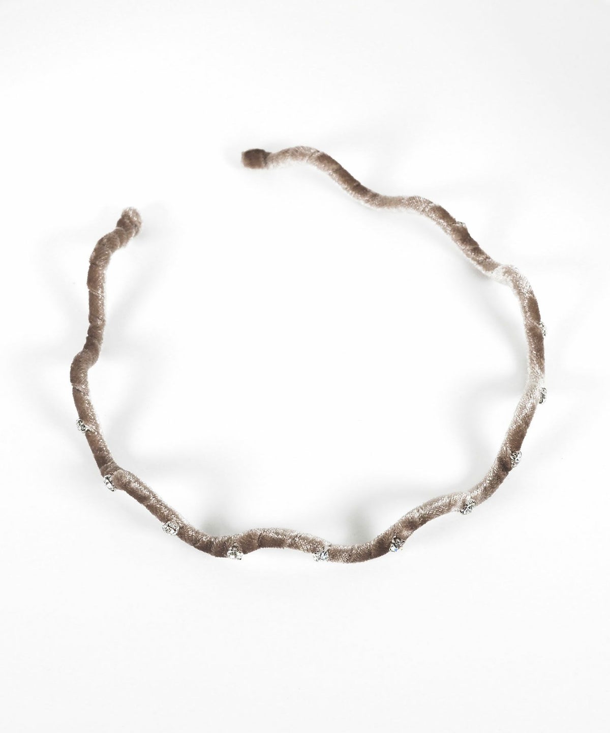 ストーン付きウェーブベロアカチューシャ【Grace】