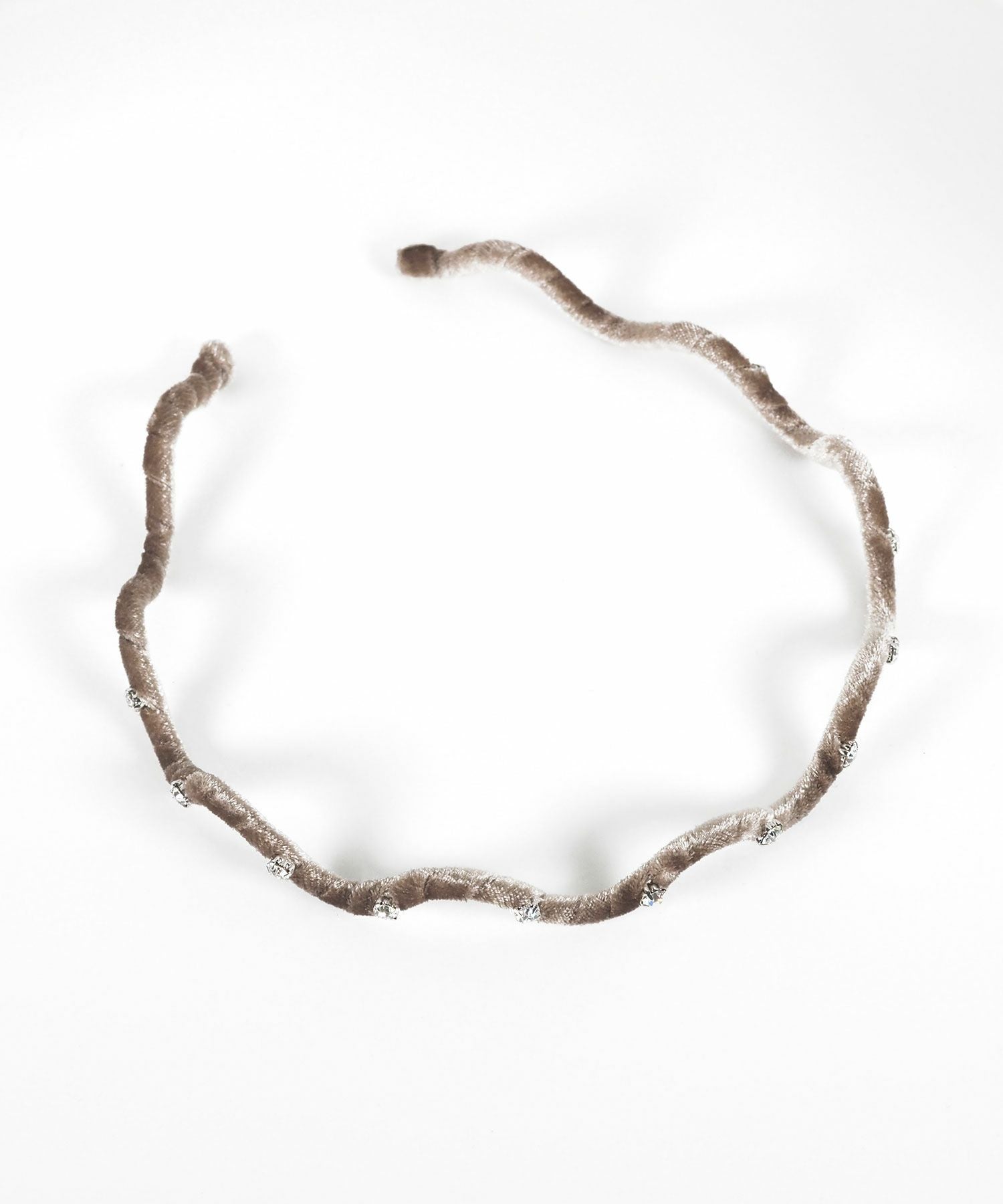 ストーン付きウェーブベロアカチューシャ【Grace】