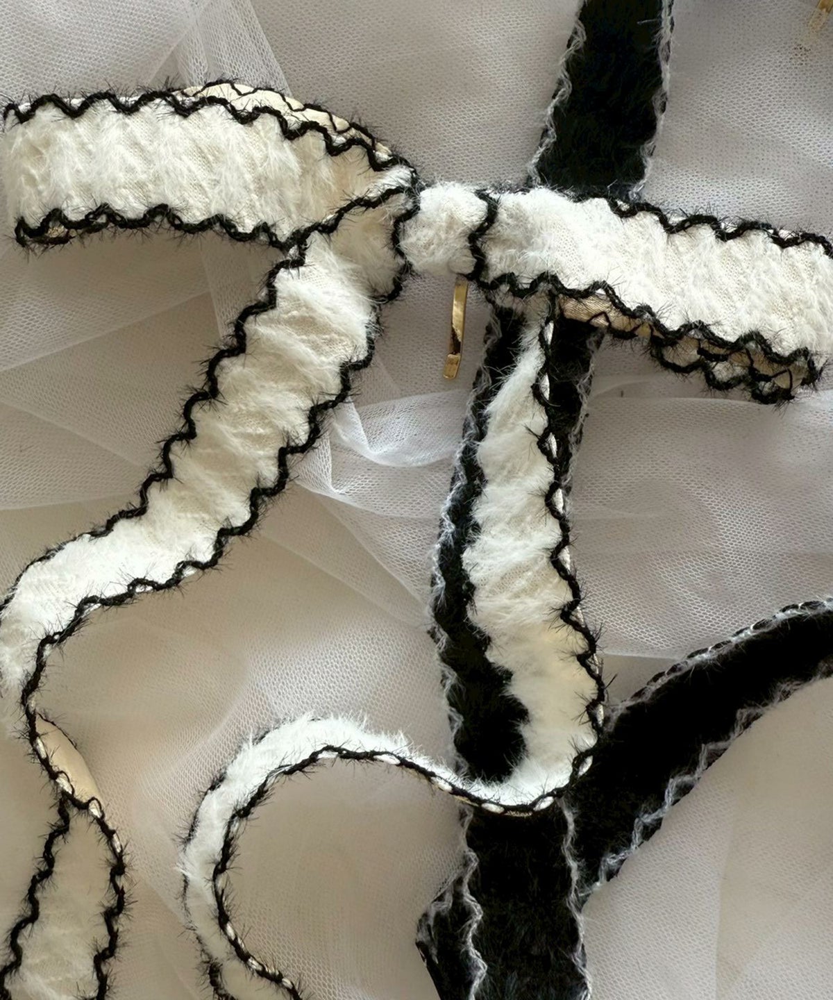 ツートンカラーニットリボンポニーフック【Grace】