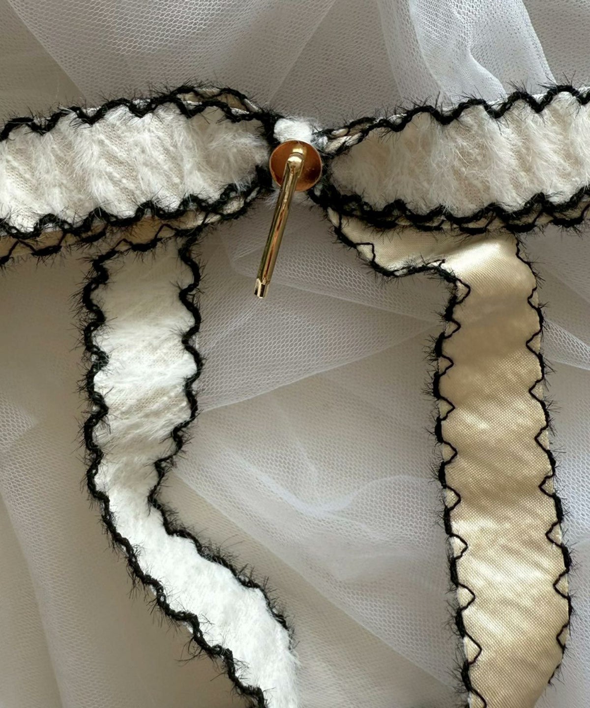 ツートンカラーニットリボンポニーフック【Grace】