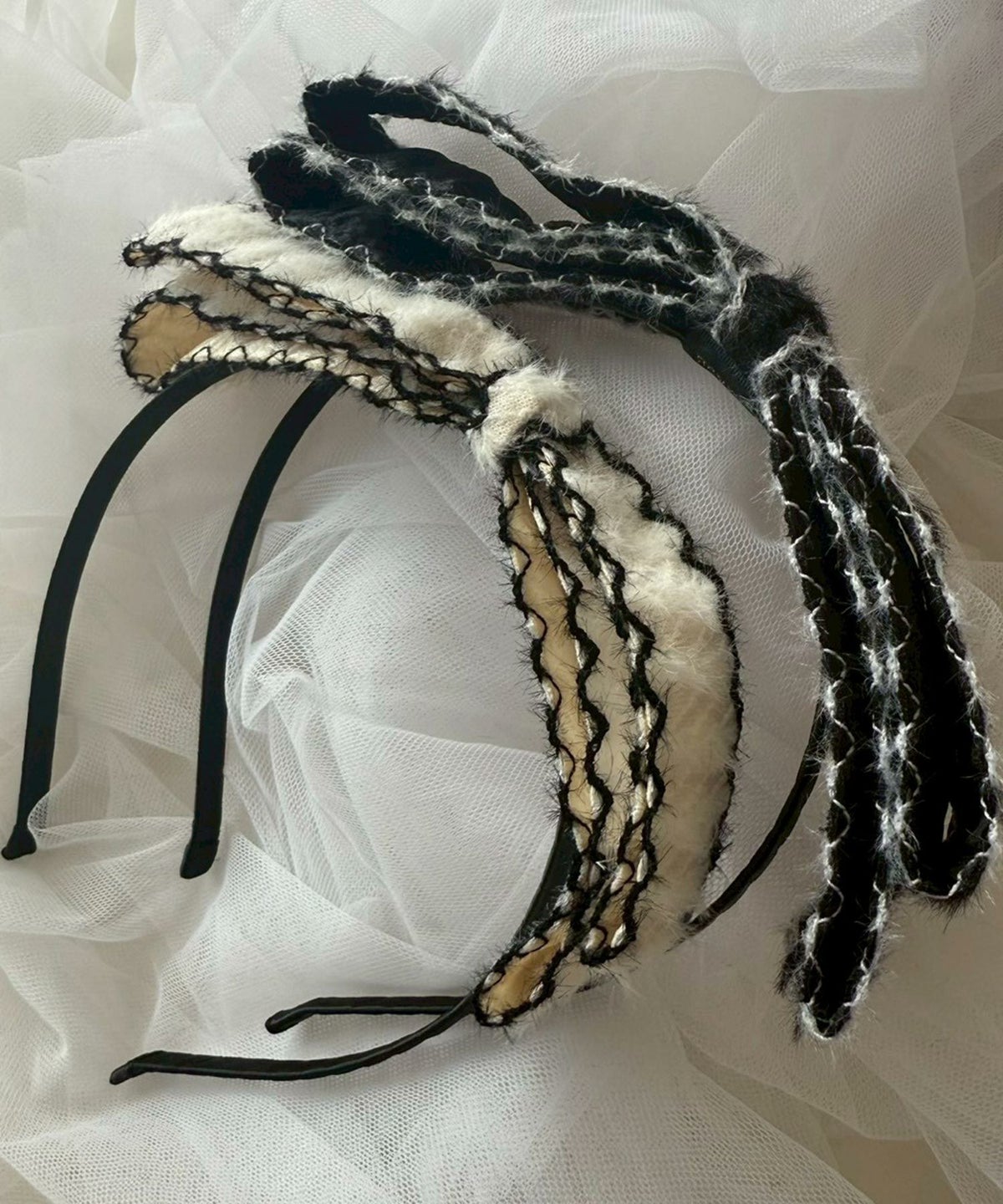 ツートンカラーニットリボンカチューシャ【Grace】