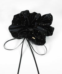 スリムリボン付きベロアシュシュ【Grace】