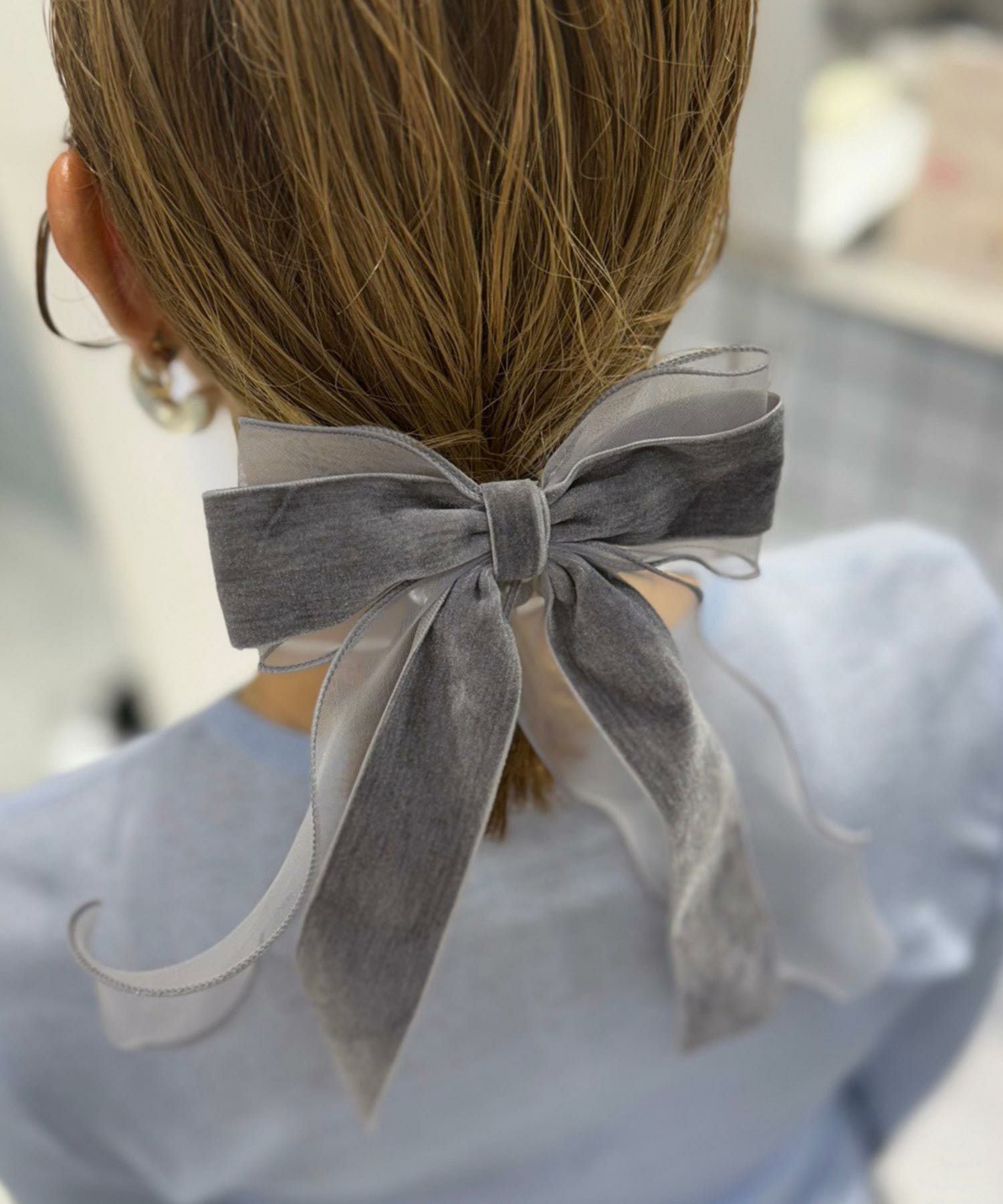 ベロアシアーリボンポニーフック【Grace】